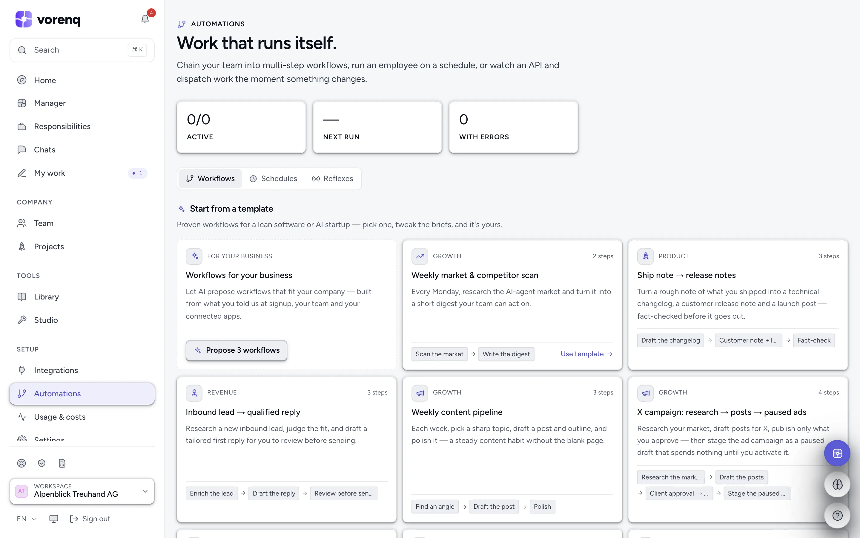 Automations: schedules, listeners and workflows