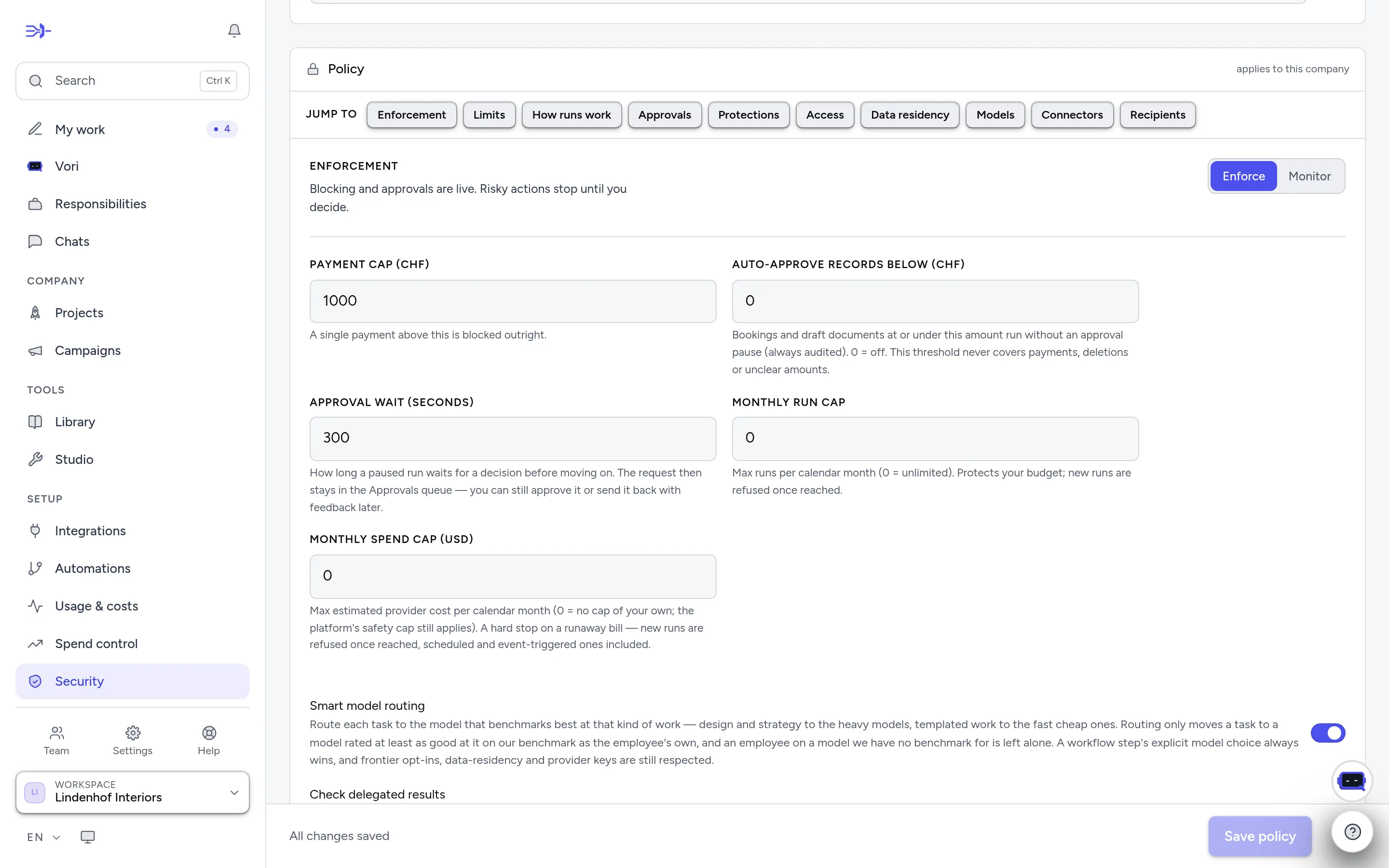 La politique de validation sur la page Sécurité : application et limites